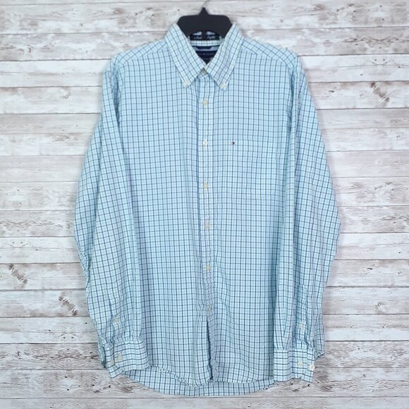 Tommy Hilfiger Other - Tommy Hilfiger Mens Button Down Shirt M Academy Poplin Blue Plaid 236